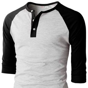 H2H Men’s 3/4 Sleeve Henley black/lt. gray XL